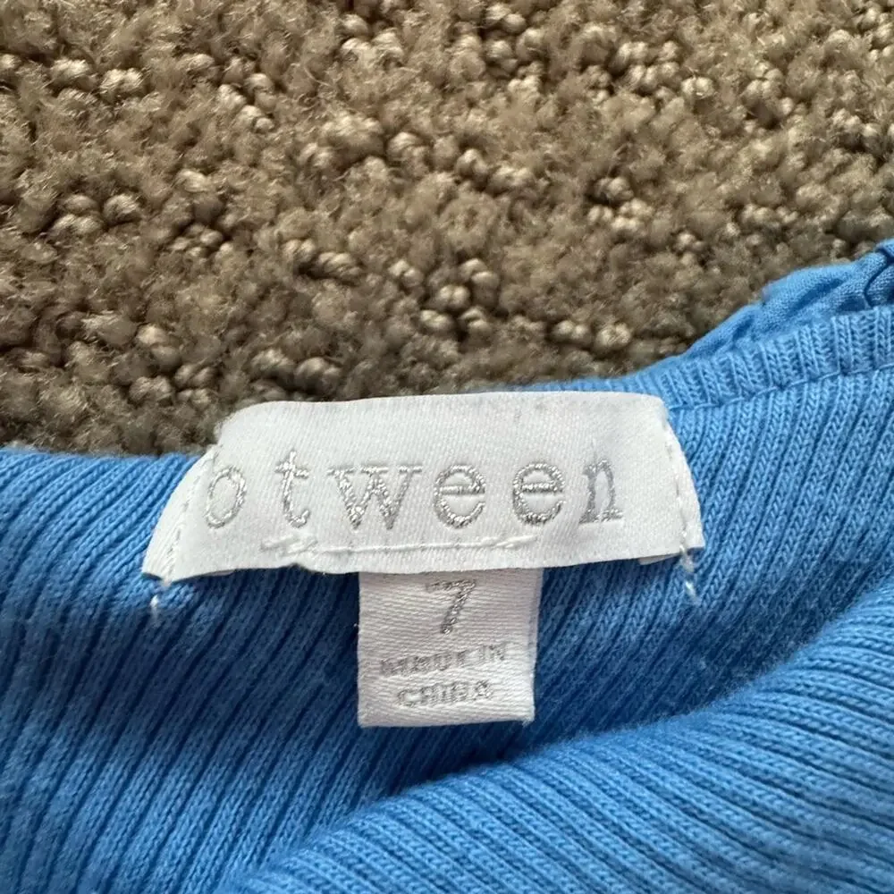 btween Blue Ruffle Girls Size 7 Assymetrical Top Two Piece Set